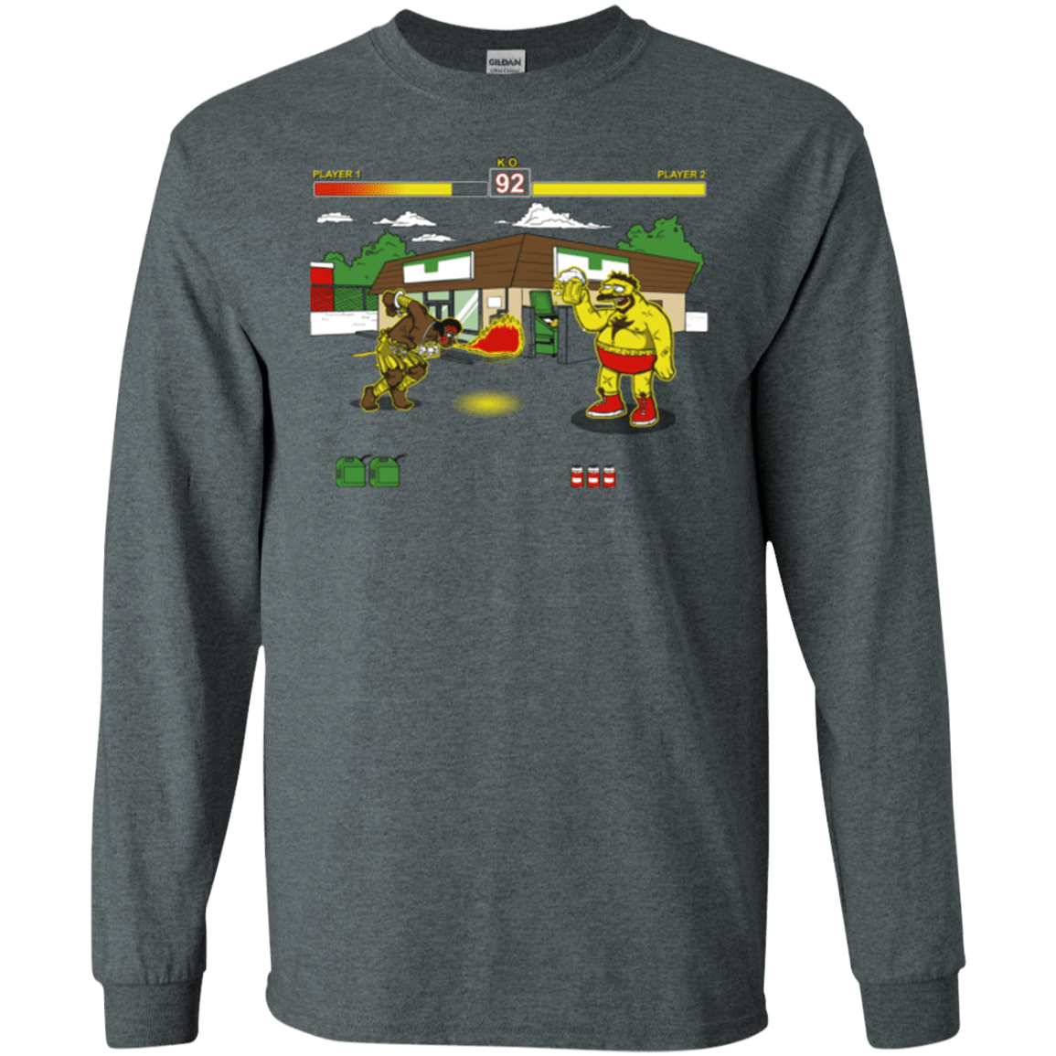 T-Shirts Dark Heather / S Springfield Fighter Men's Long Sleeve T-Shirt