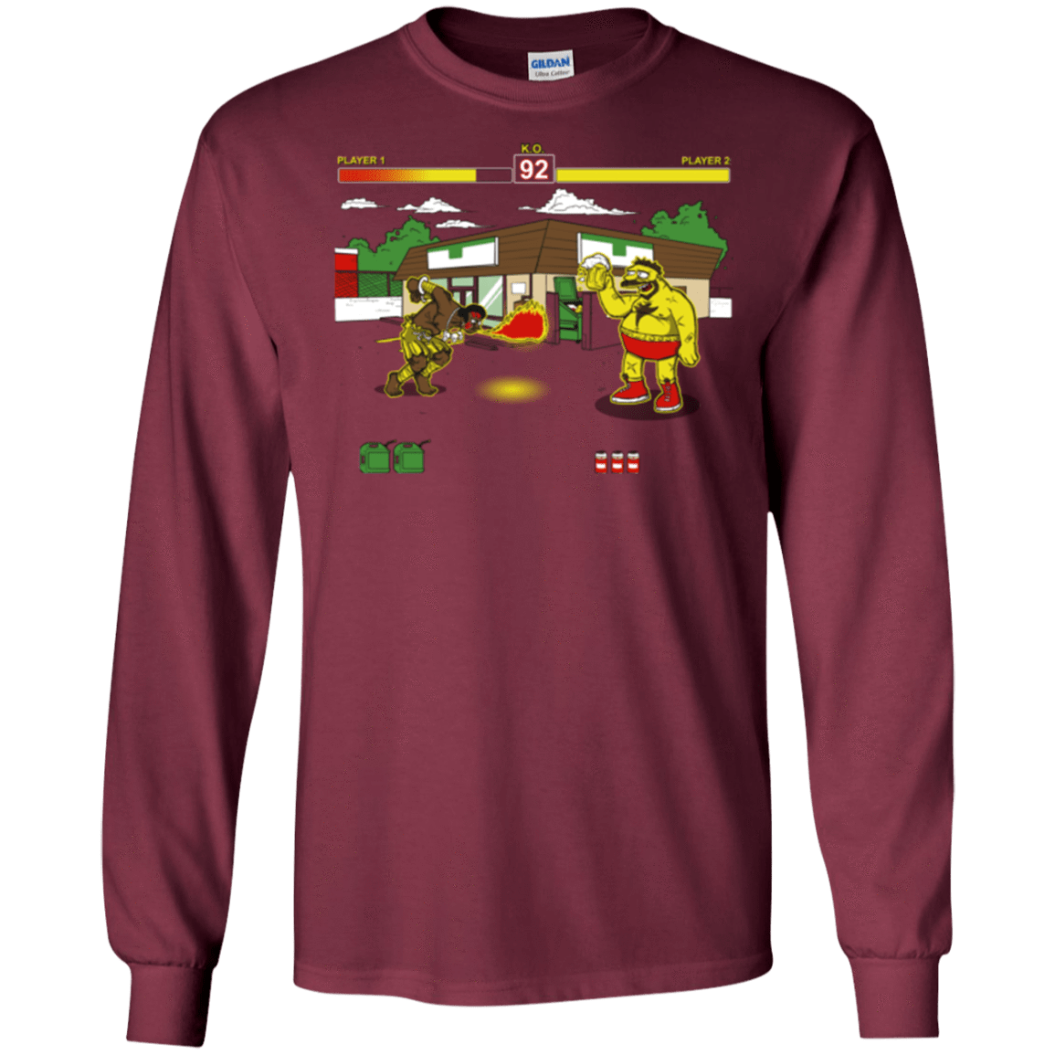 T-Shirts Maroon / S Springfield Fighter Men's Long Sleeve T-Shirt