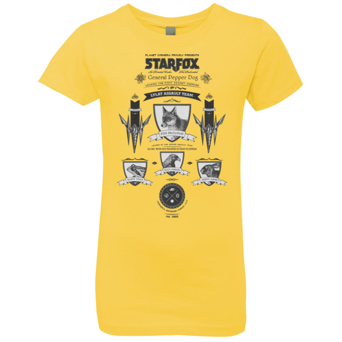 T-Shirts Vibrant Yellow / YXS Star Fox Vintage Girls Premium T-Shirt