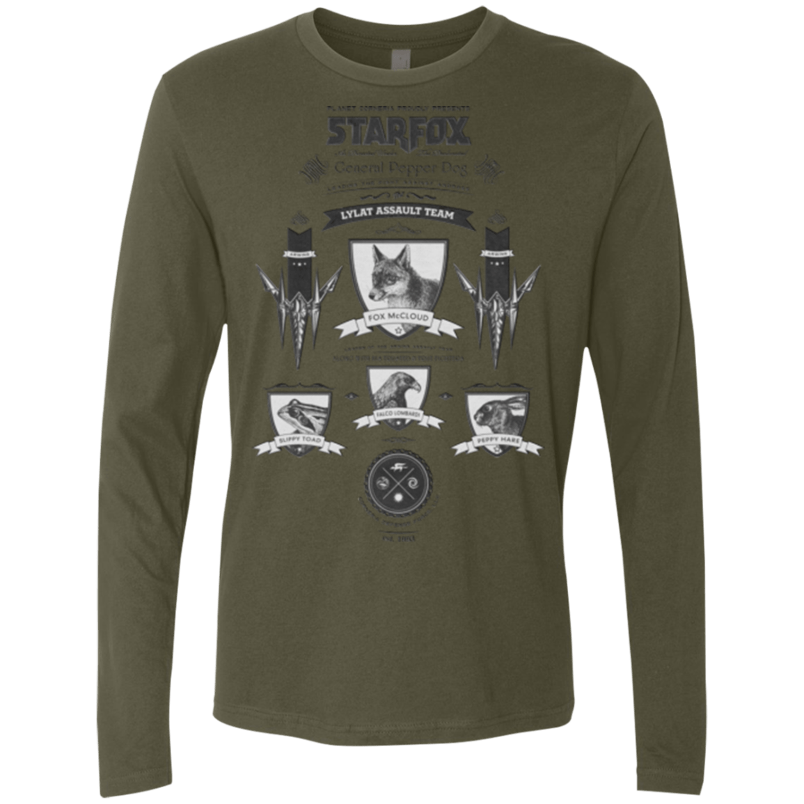 T-Shirts Military Green / Small Star Fox Vintage Men's Premium Long Sleeve
