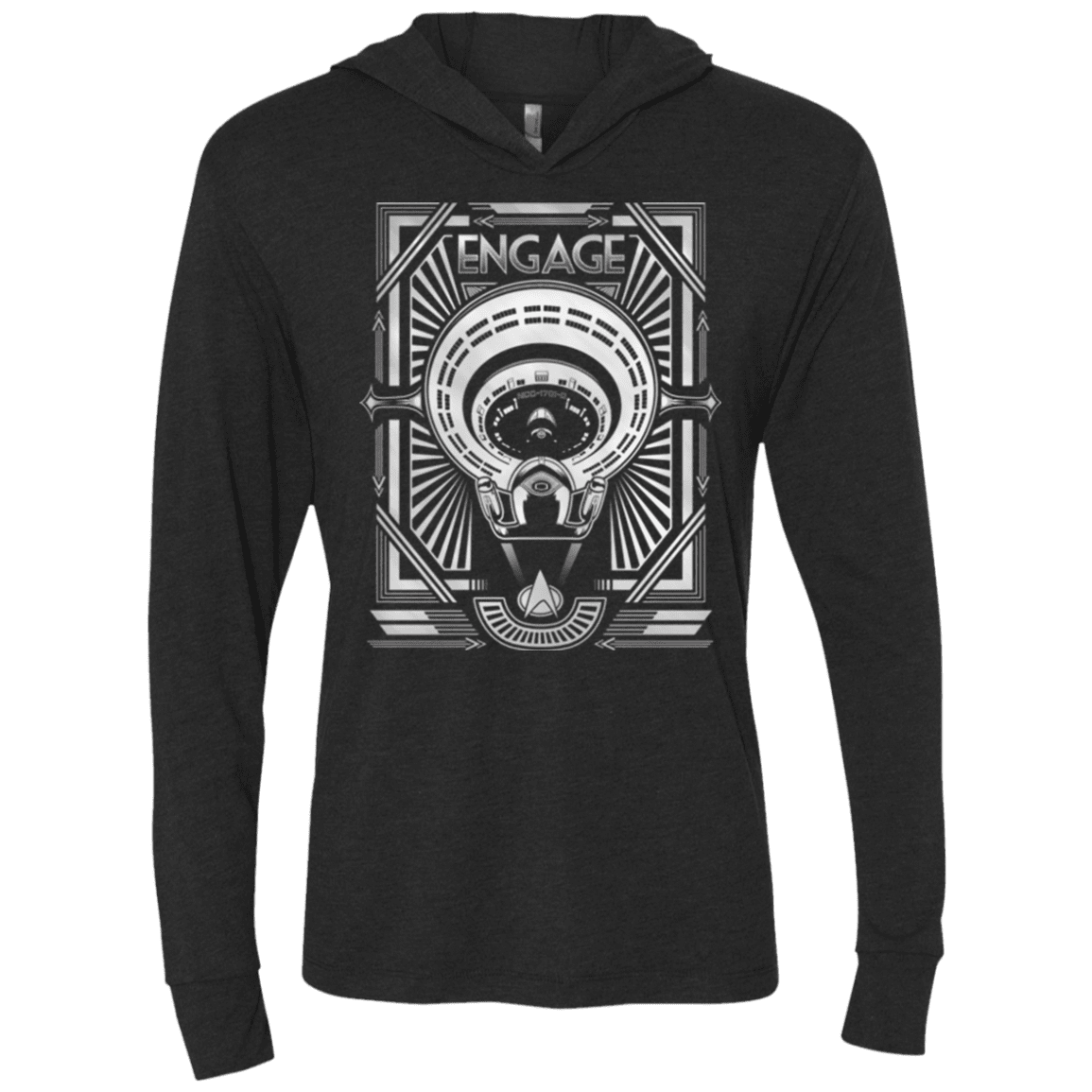 T-Shirts Vintage Black / X-Small Star Trek Engage Triblend Long Sleeve Hoodie Tee