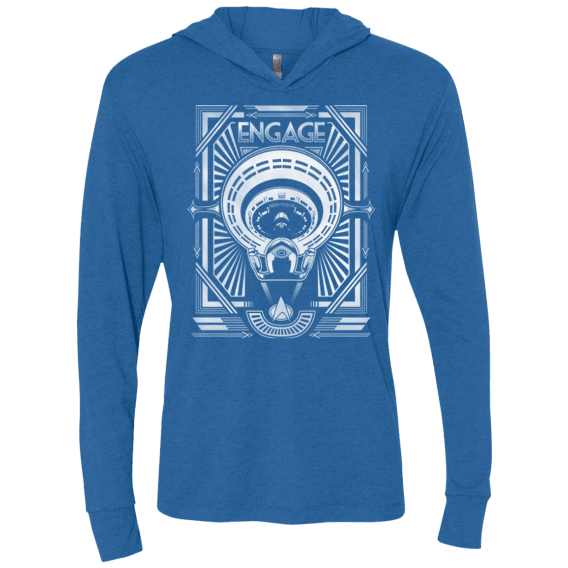 T-Shirts Vintage Royal / X-Small Star Trek Engage Triblend Long Sleeve Hoodie Tee