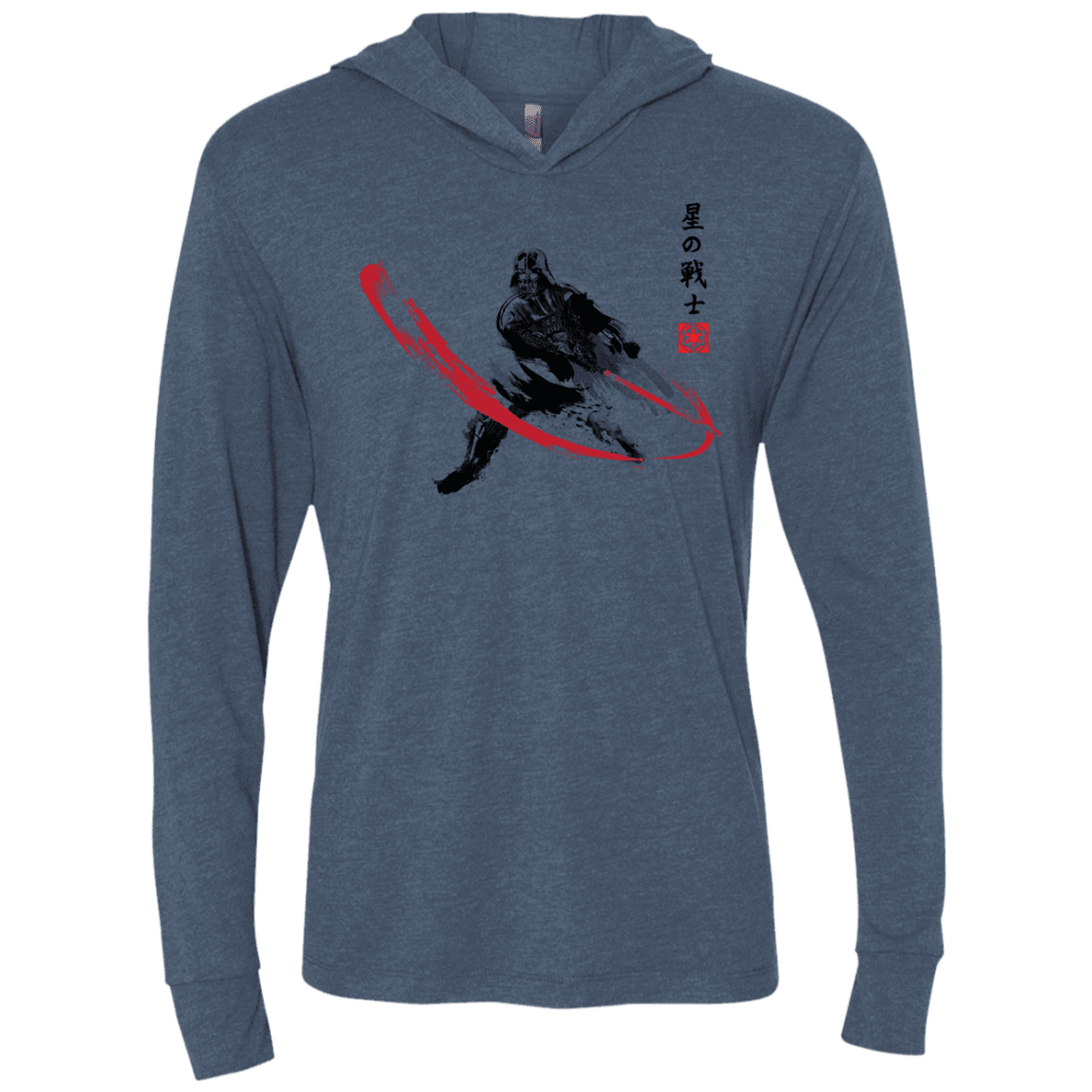 T-Shirts Indigo / X-Small STAR WARRIOR SUMI-E Triblend Long Sleeve Hoodie Tee