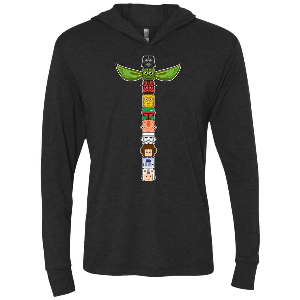 T-Shirts Vintage Black / X-Small Star Wars Totem Triblend Long Sleeve Hoodie Tee