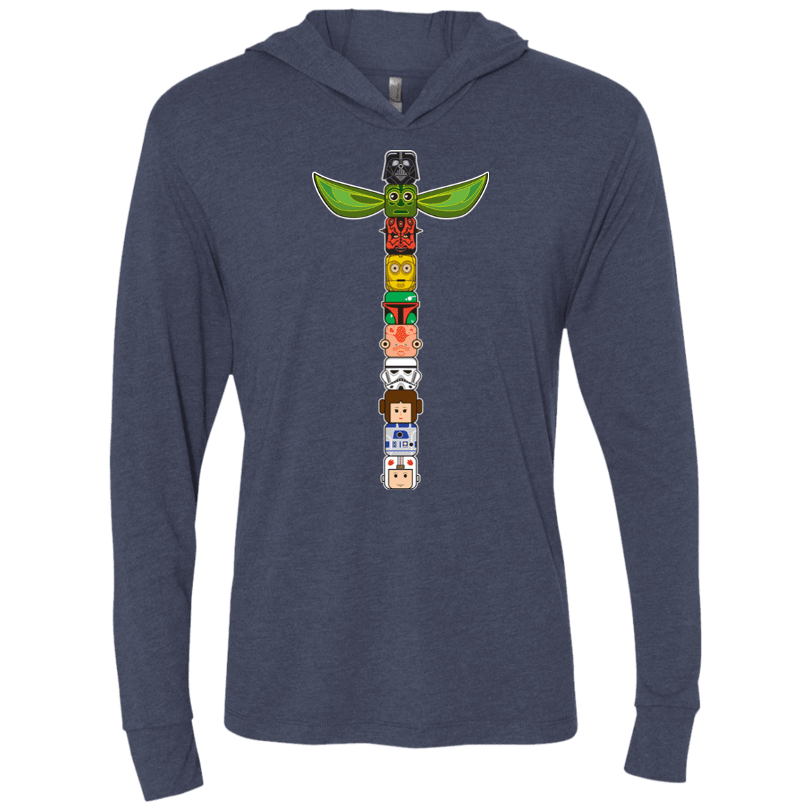 T-Shirts Vintage Navy / X-Small Star Wars Totem Triblend Long Sleeve Hoodie Tee