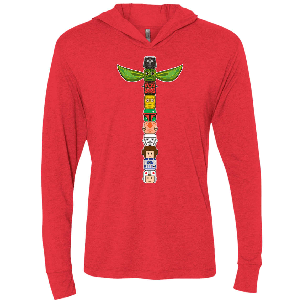 T-Shirts Vintage Red / X-Small Star Wars Totem Triblend Long Sleeve Hoodie Tee