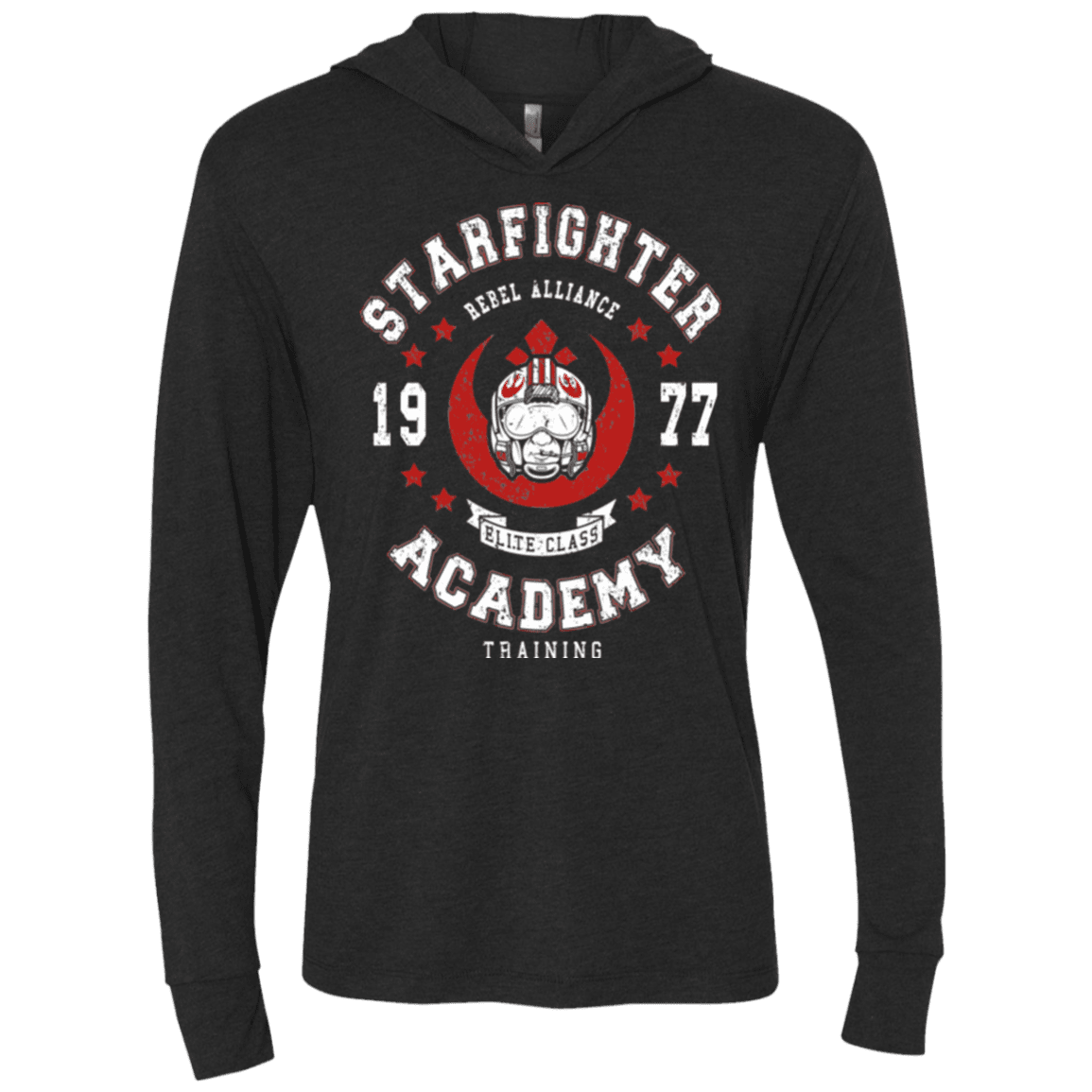 T-Shirts Vintage Black / X-Small Starfighter Academy 77 Triblend Long Sleeve Hoodie Tee