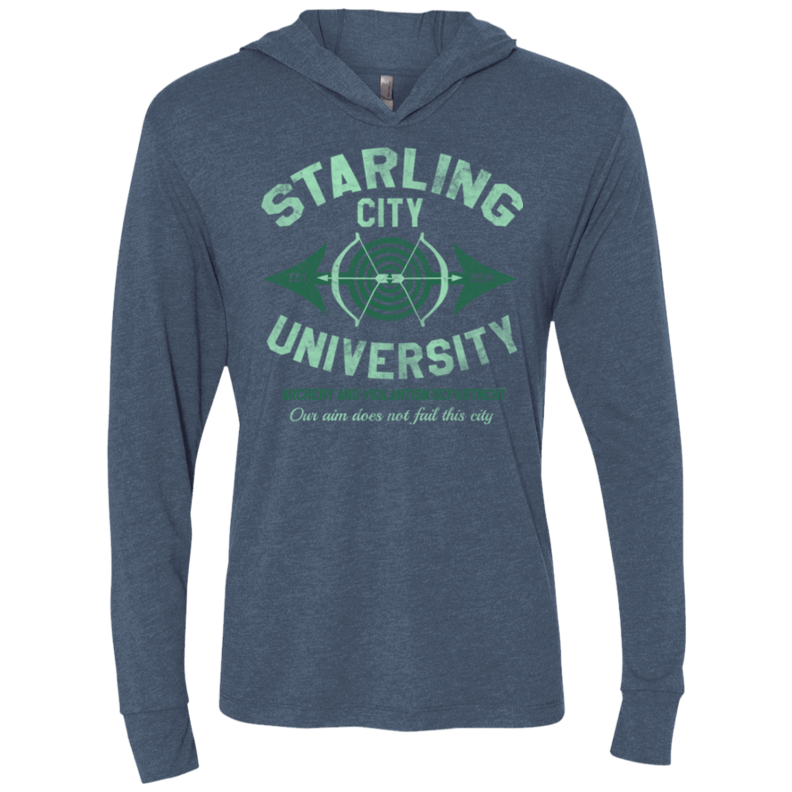T-Shirts Indigo / X-Small Starling City U Triblend Long Sleeve Hoodie Tee