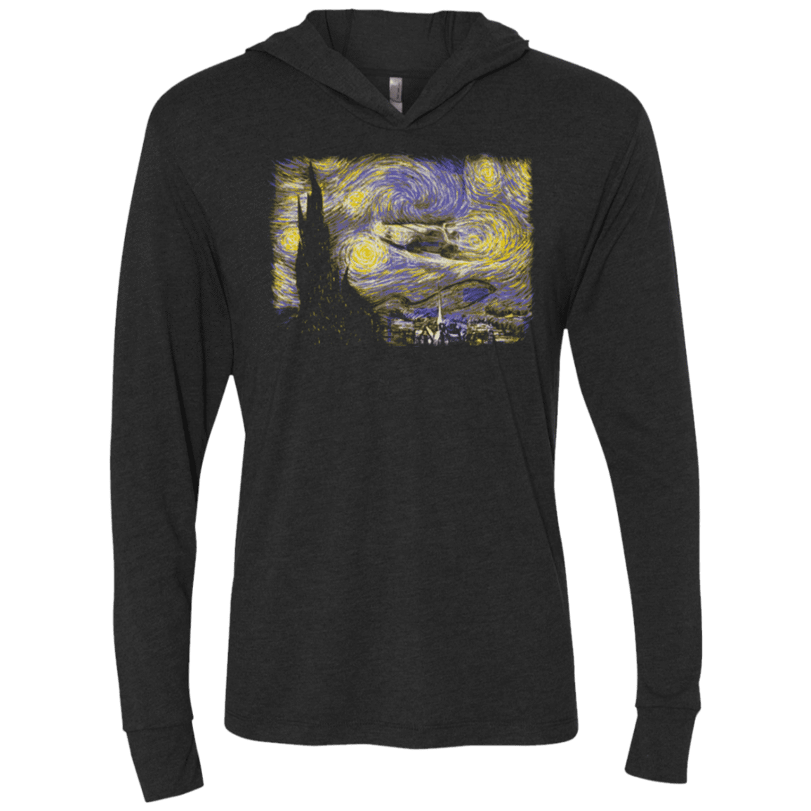 T-Shirts Vintage Black / X-Small Starry Delorean Triblend Long Sleeve Hoodie Tee