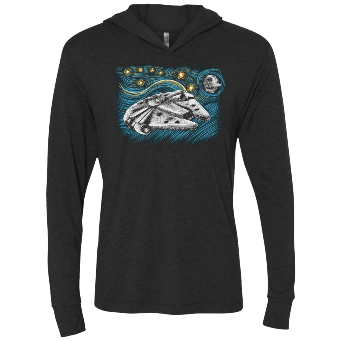 T-Shirts Vintage Black / X-Small Starry Falcon Triblend Long Sleeve Hoodie Tee