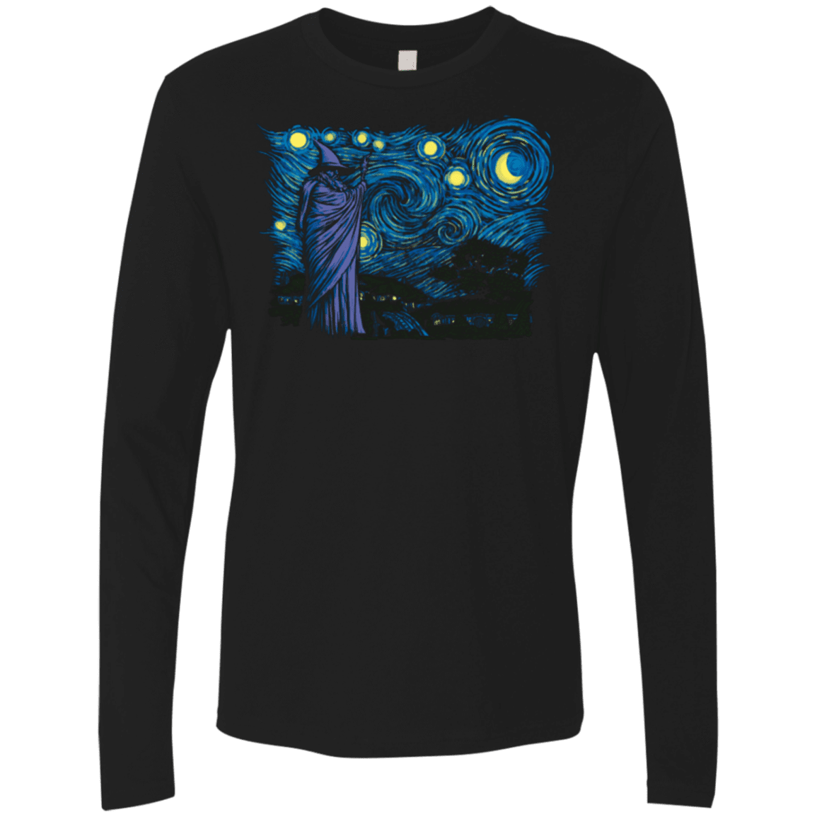 T-Shirts Black / Small Starry Hobbiton Men's Premium Long Sleeve