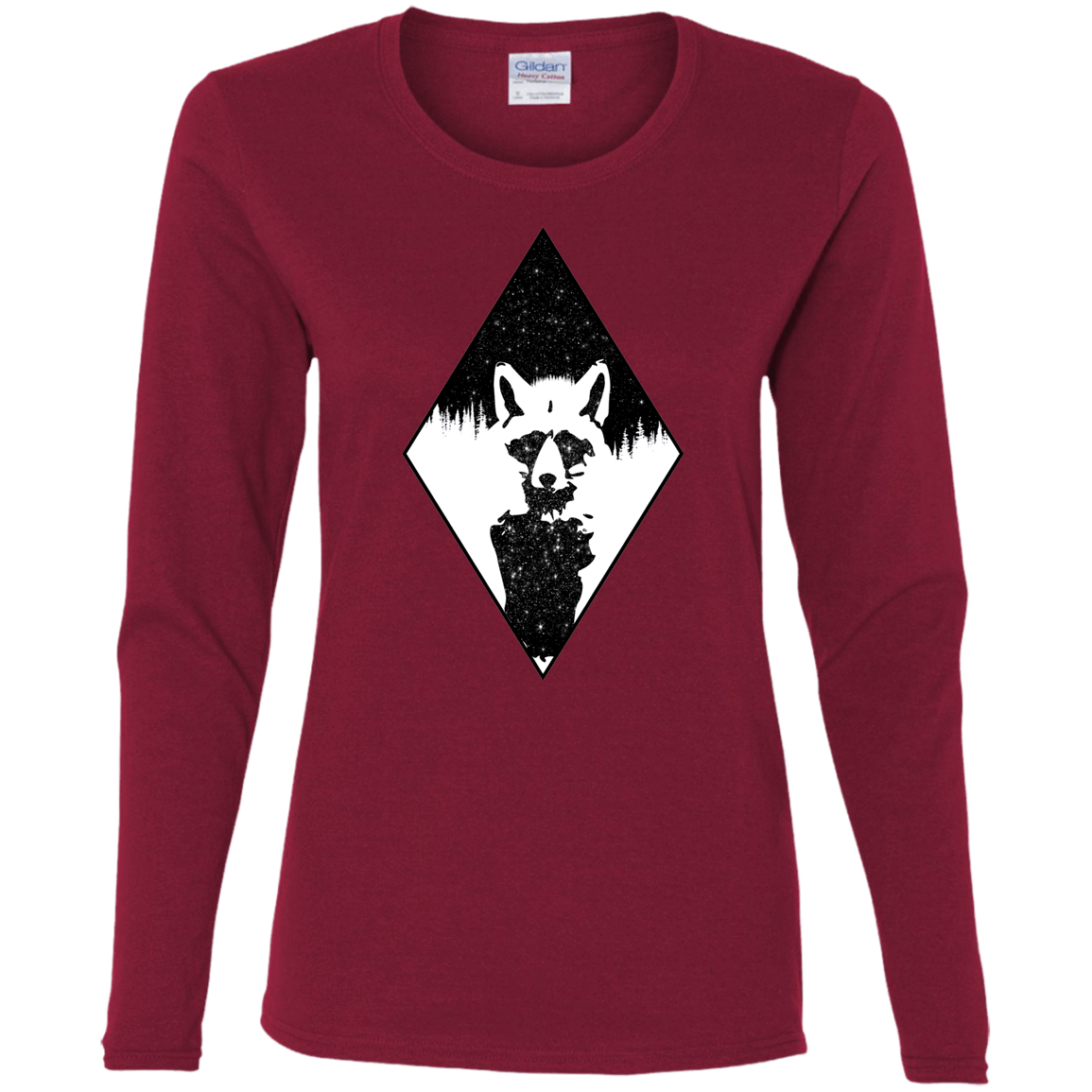 T-Shirts Cardinal / S Starry Raccoon Women's Long Sleeve T-Shirt