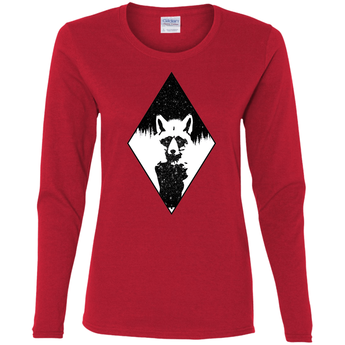 T-Shirts Red / S Starry Raccoon Women's Long Sleeve T-Shirt