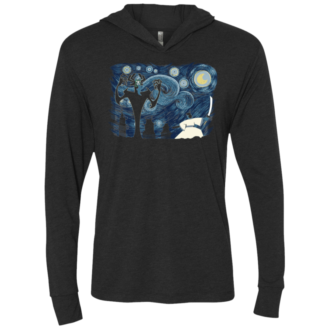 T-Shirts Vintage Black / X-Small Starry Samurai Triblend Long Sleeve Hoodie Tee