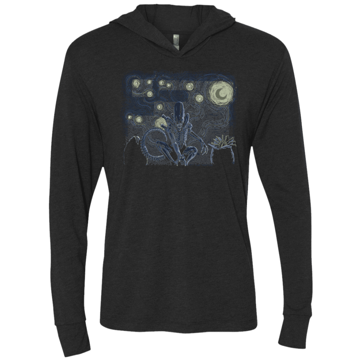 T-Shirts Vintage Black / X-Small Starry Xenomorph Triblend Long Sleeve Hoodie Tee