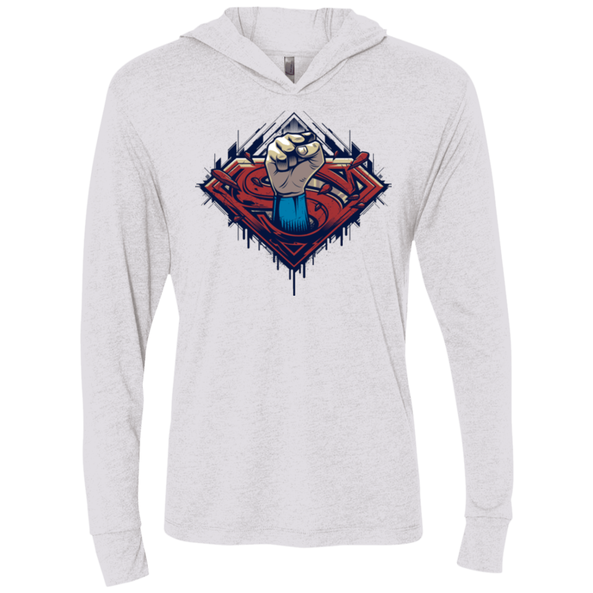 T-Shirts Heather White / X-Small Steel Hero Triblend Long Sleeve Hoodie Tee