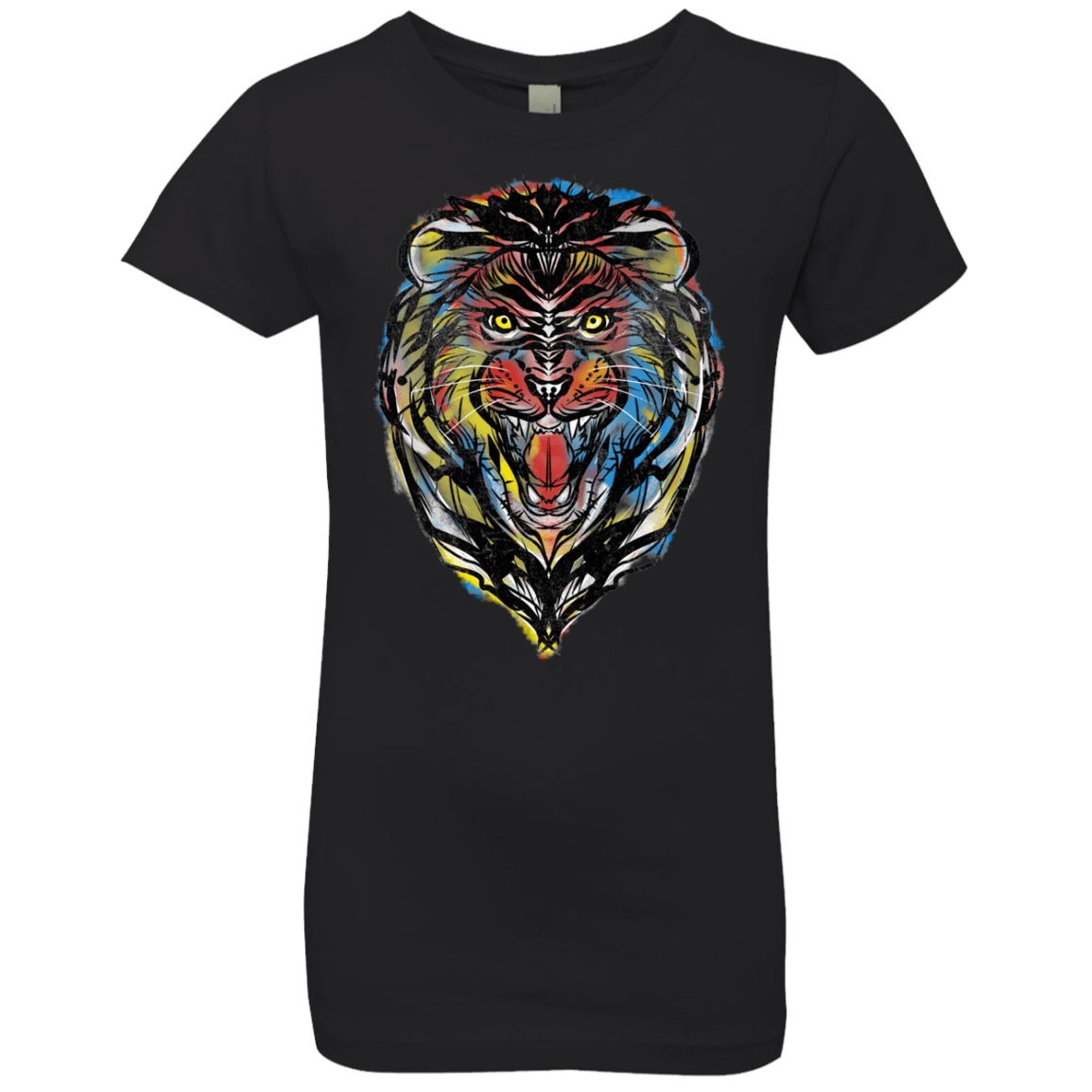 T-Shirts Black / YXS Stencil Lion Girls Premium T-Shirt