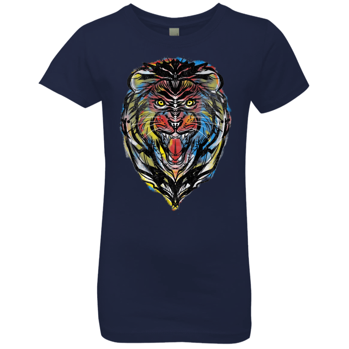 T-Shirts Midnight Navy / YXS Stencil Lion Girls Premium T-Shirt