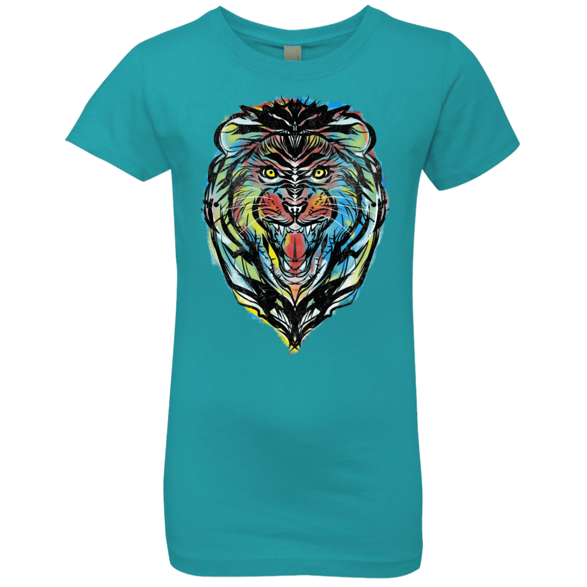 T-Shirts Tahiti Blue / YXS Stencil Lion Girls Premium T-Shirt