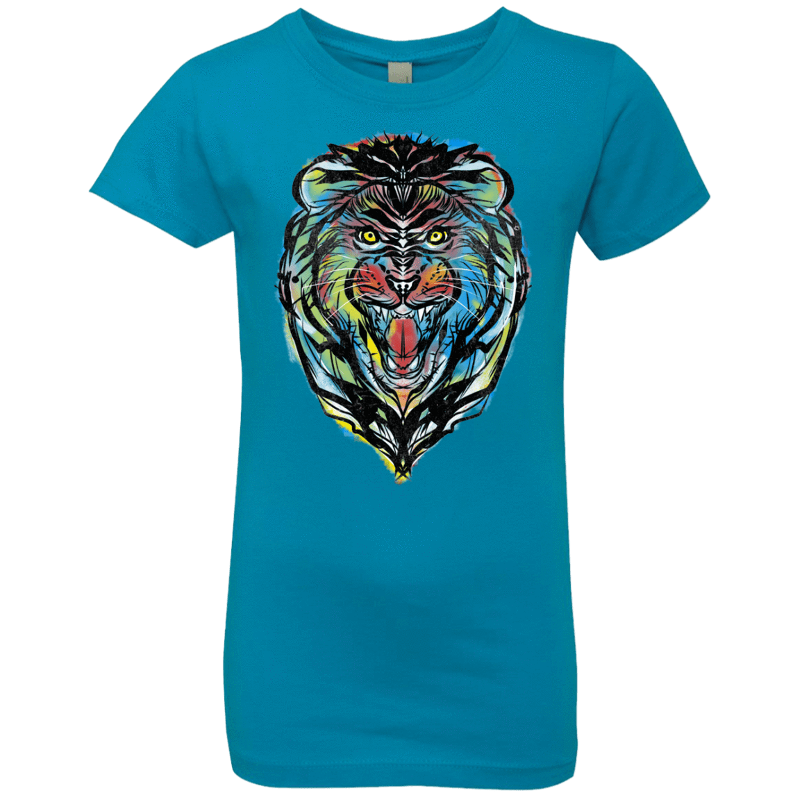 T-Shirts Turquoise / YXS Stencil Lion Girls Premium T-Shirt