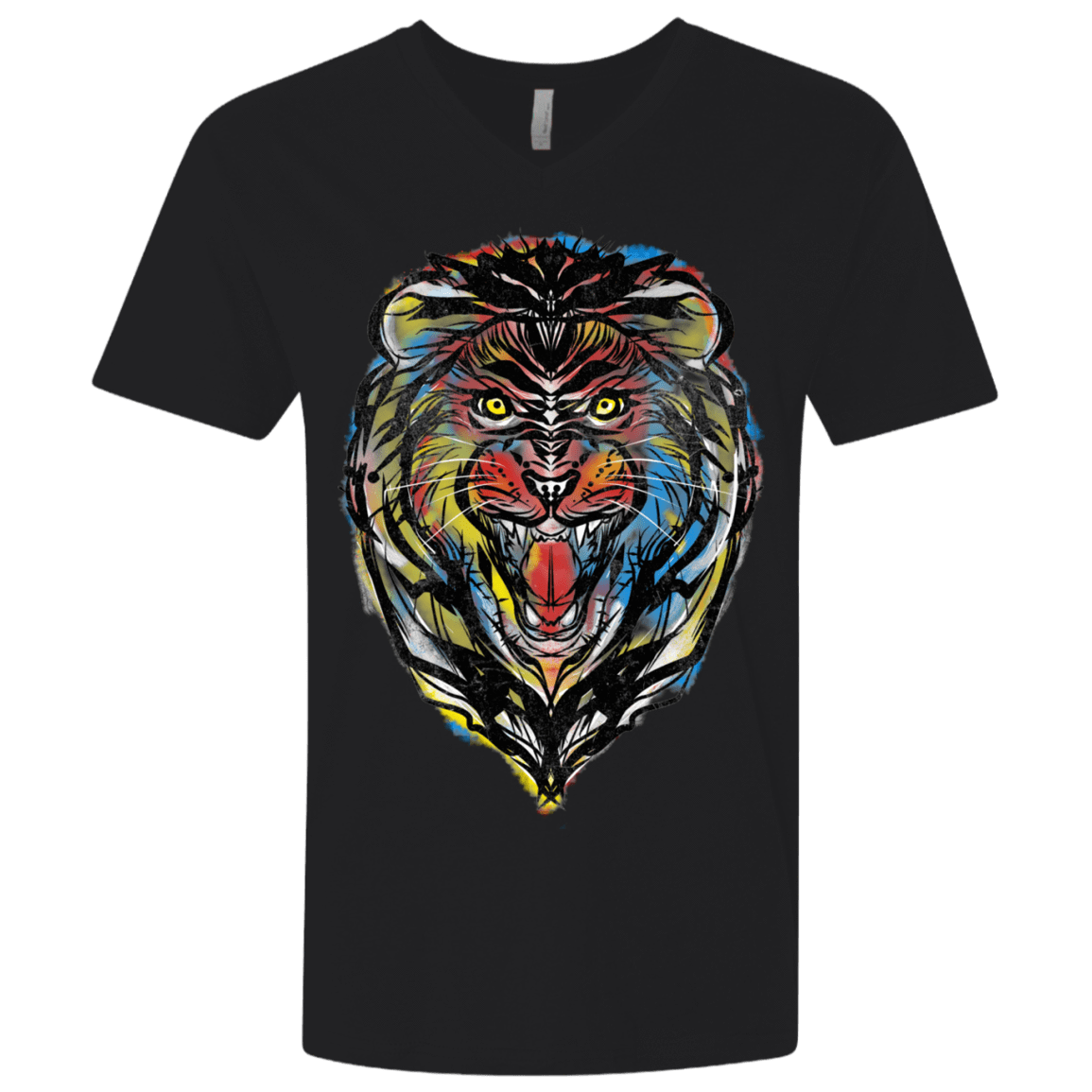 T-Shirts Black / X-Small Stencil Lion Men's Premium V-Neck