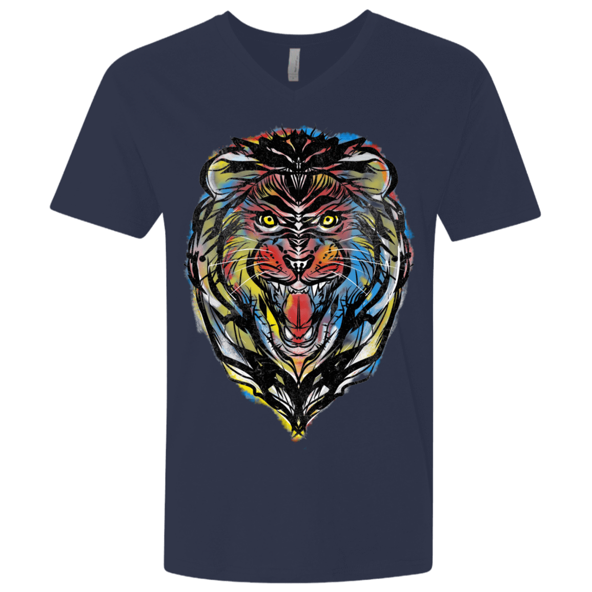 T-Shirts Midnight Navy / X-Small Stencil Lion Men's Premium V-Neck