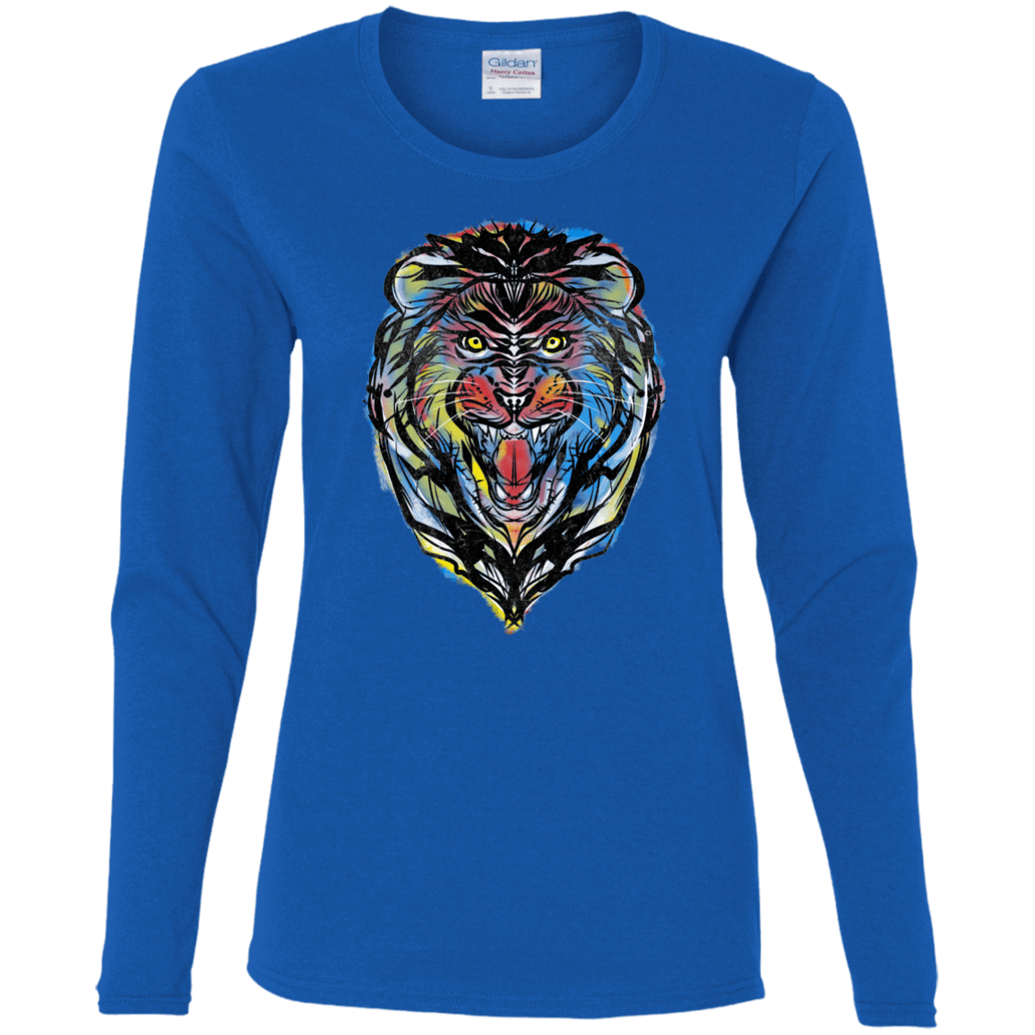 T-Shirts Royal / S Stencil Lion Women's Long Sleeve T-Shirt