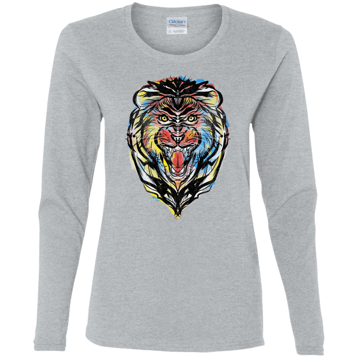 T-Shirts Sport Grey / S Stencil Lion Women's Long Sleeve T-Shirt