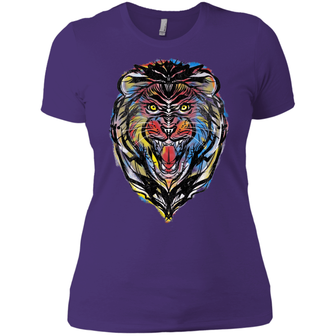 T-Shirts Purple Rush/ / X-Small Stencil Lion Women's Premium T-Shirt