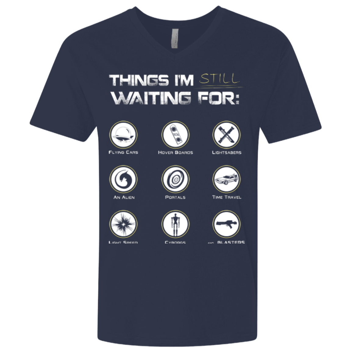 T-Shirts Midnight Navy / X-Small Still Waiting Men's Premium V-Neck