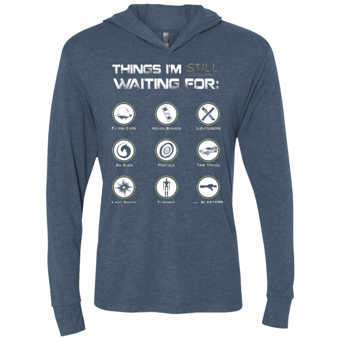 T-Shirts Indigo / X-Small Still Waiting Triblend Long Sleeve Hoodie Tee