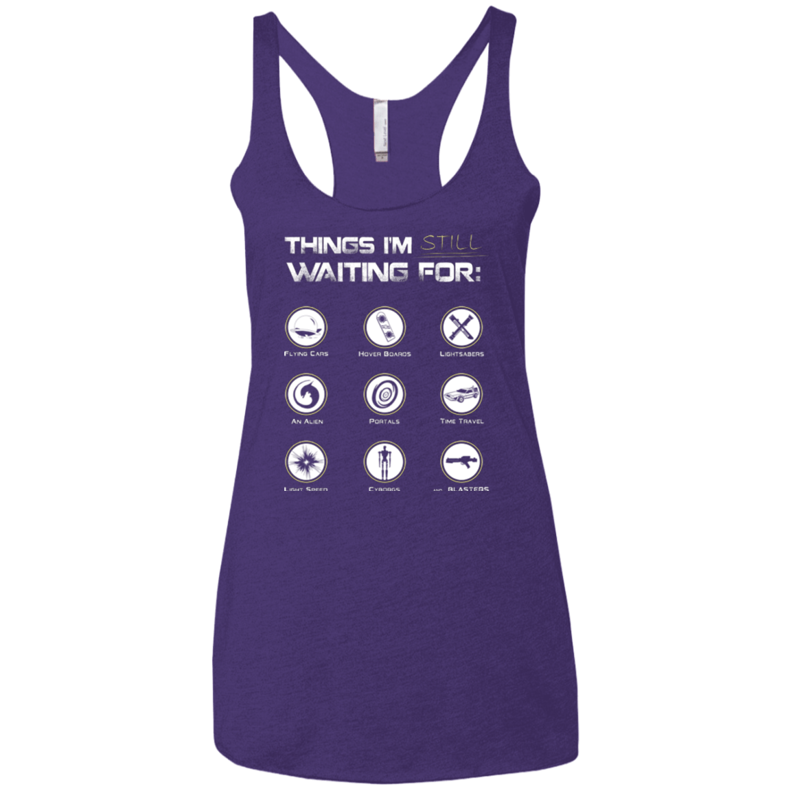 T-Shirts Purple / X-Small Still Waiting Women's Triblend Racerback Tank
