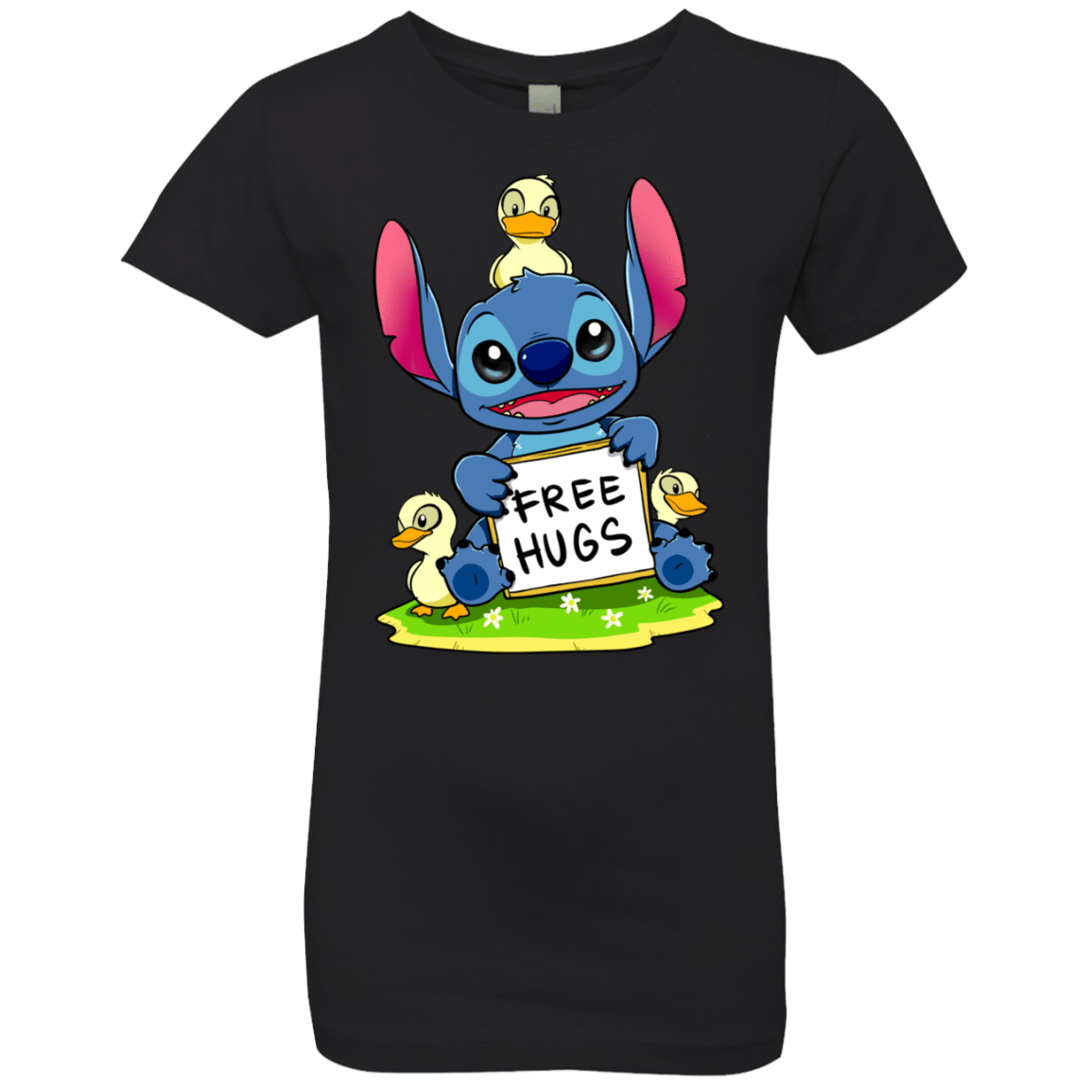 T-Shirts Black / YXS Stitch Hug Girls Premium T-Shirt