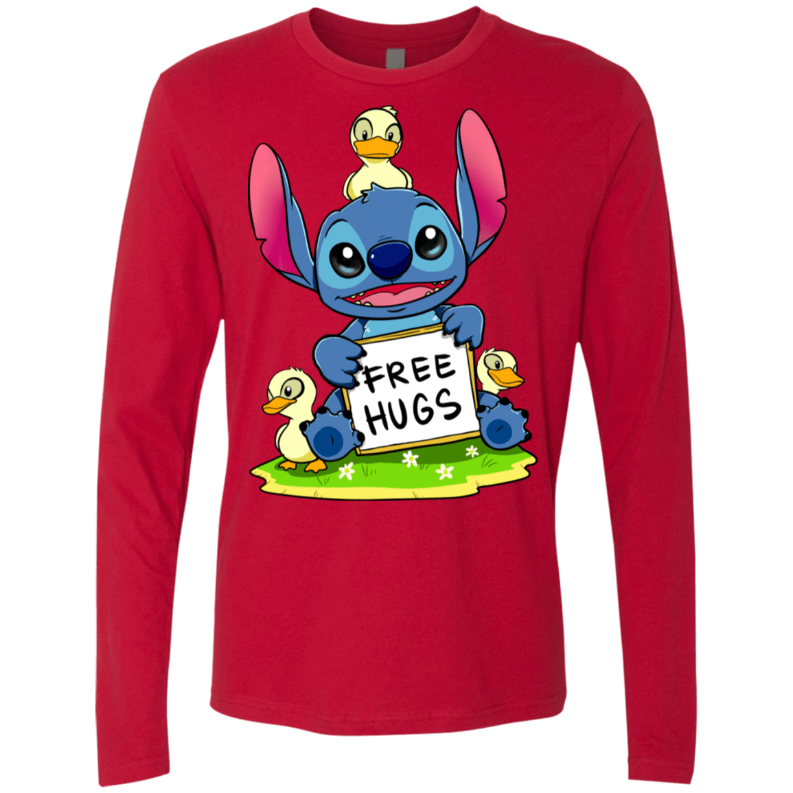T-Shirts Red / S Stitch Hug Men's Premium Long Sleeve