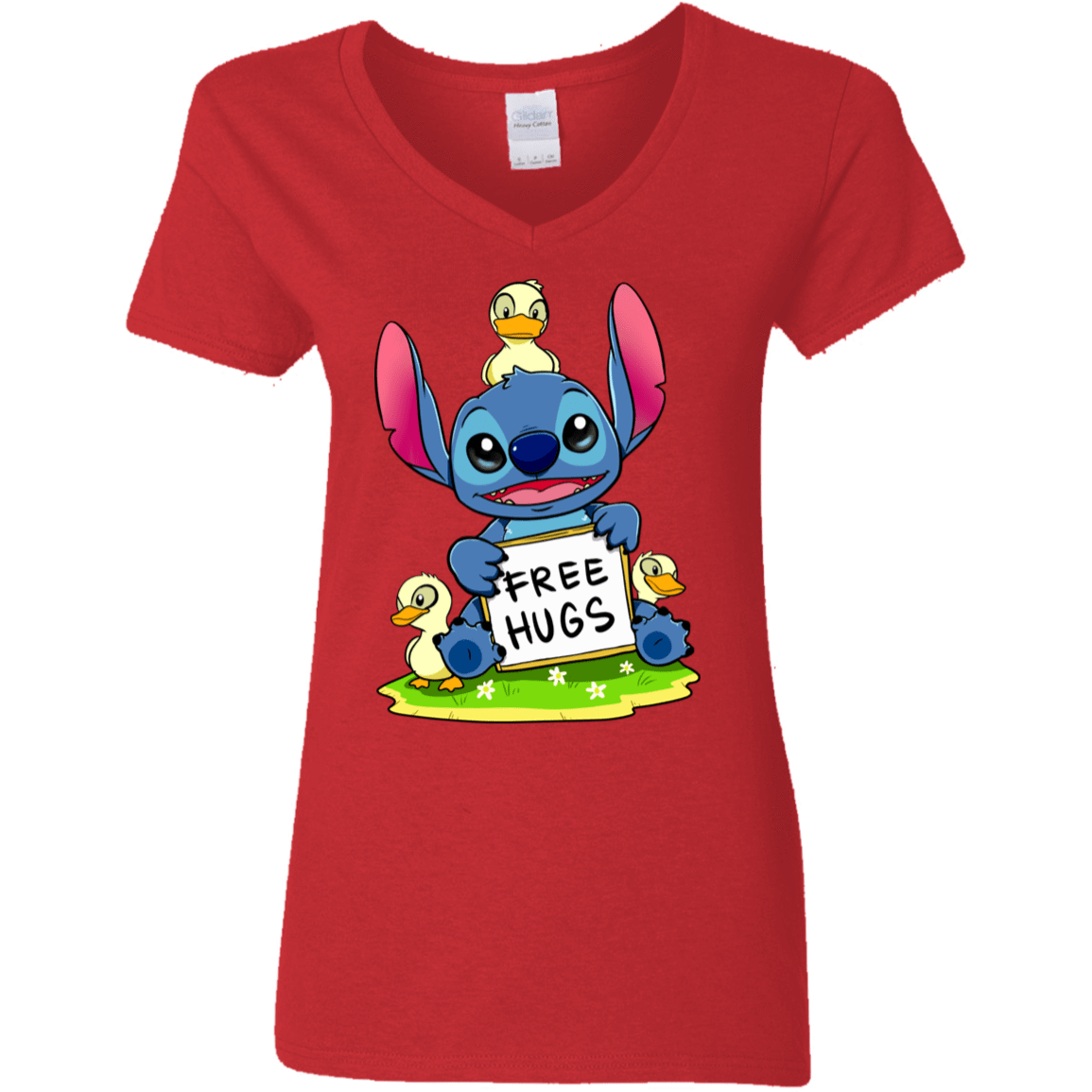 T-Shirts Red / S Stitch Hug Women's V-Neck T-Shirt