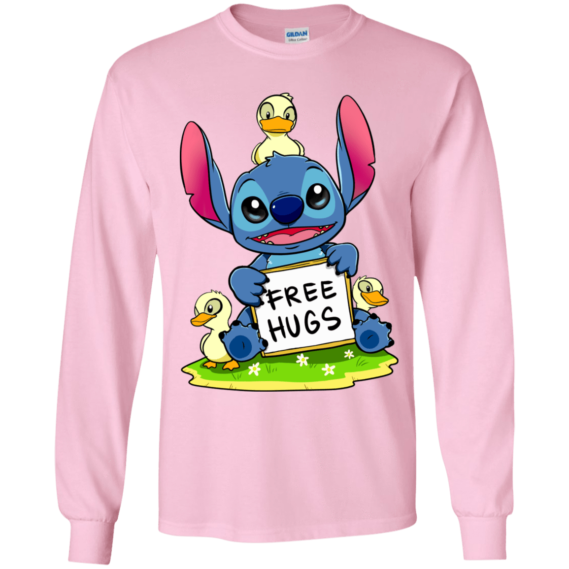 T-Shirts Light Pink / YS Stitch Hug Youth Long Sleeve T-Shirt