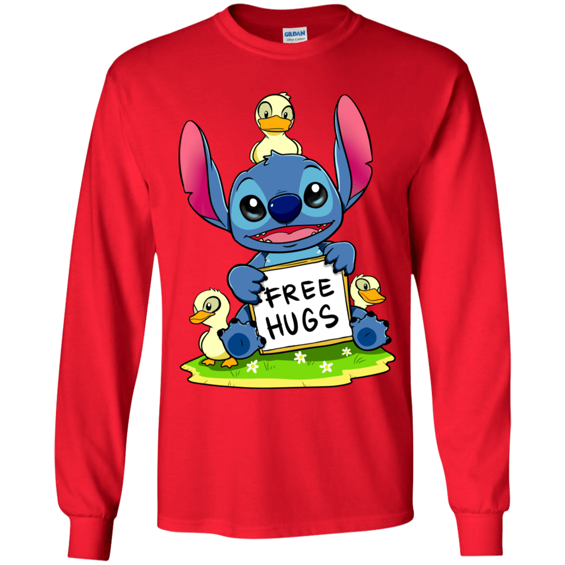 T-Shirts Red / YS Stitch Hug Youth Long Sleeve T-Shirt