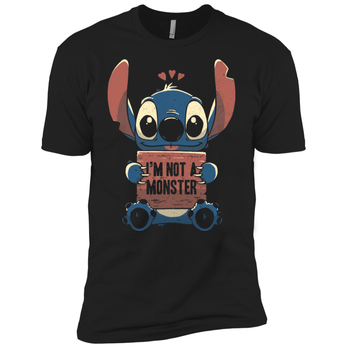 T-Shirts Black / X-Small Stitch Not a Monster Men's Premium T-Shirt