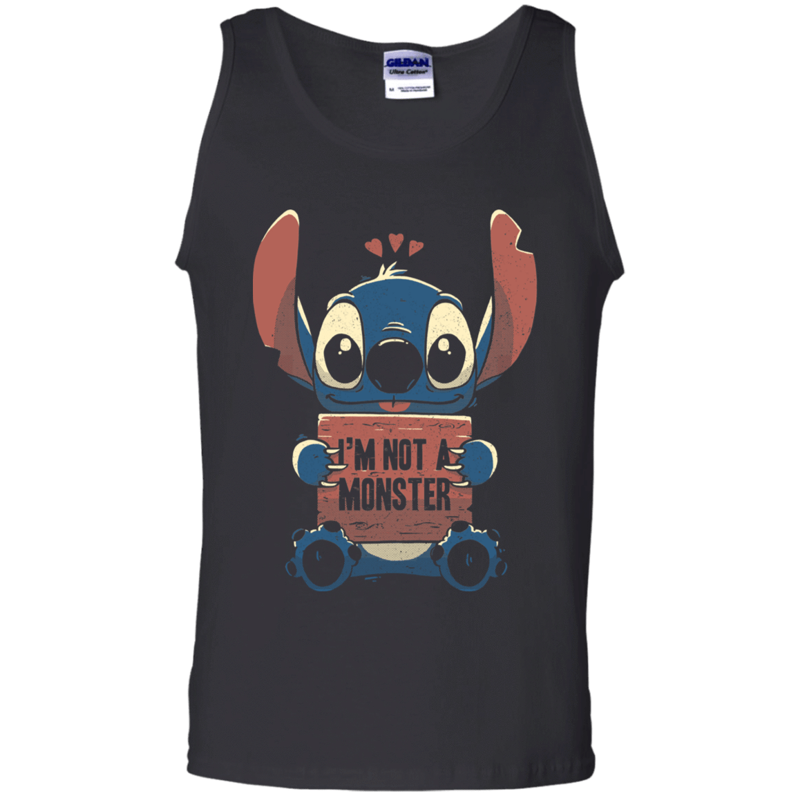 T-Shirts Black / S Stitch Not a Monster Men's Tank Top