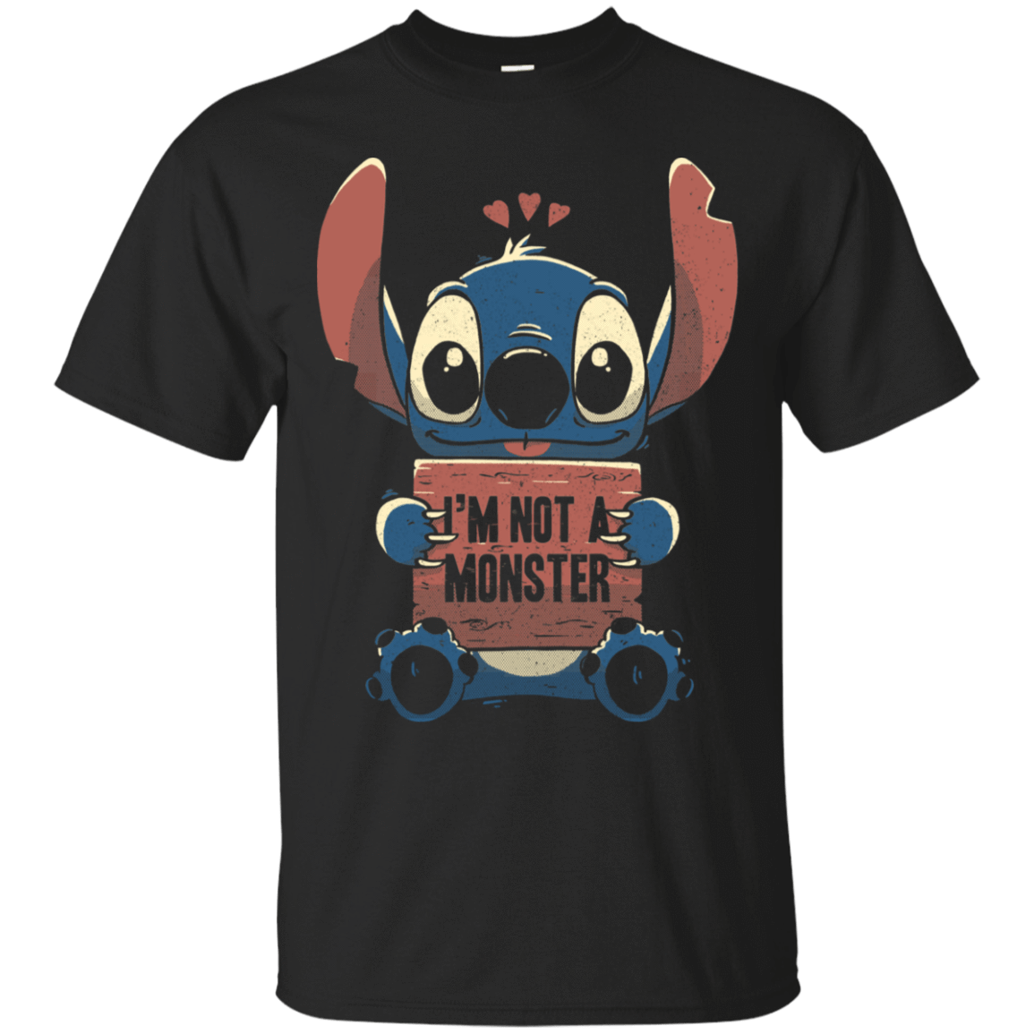 T-Shirts Black / S Stitch Not a Monster T-Shirt