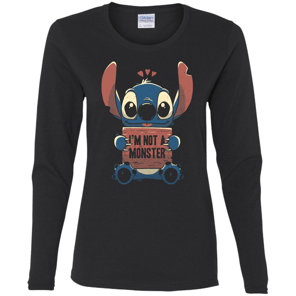 T-Shirts Black / S Stitch Not a Monster Women's Long Sleeve T-Shirt