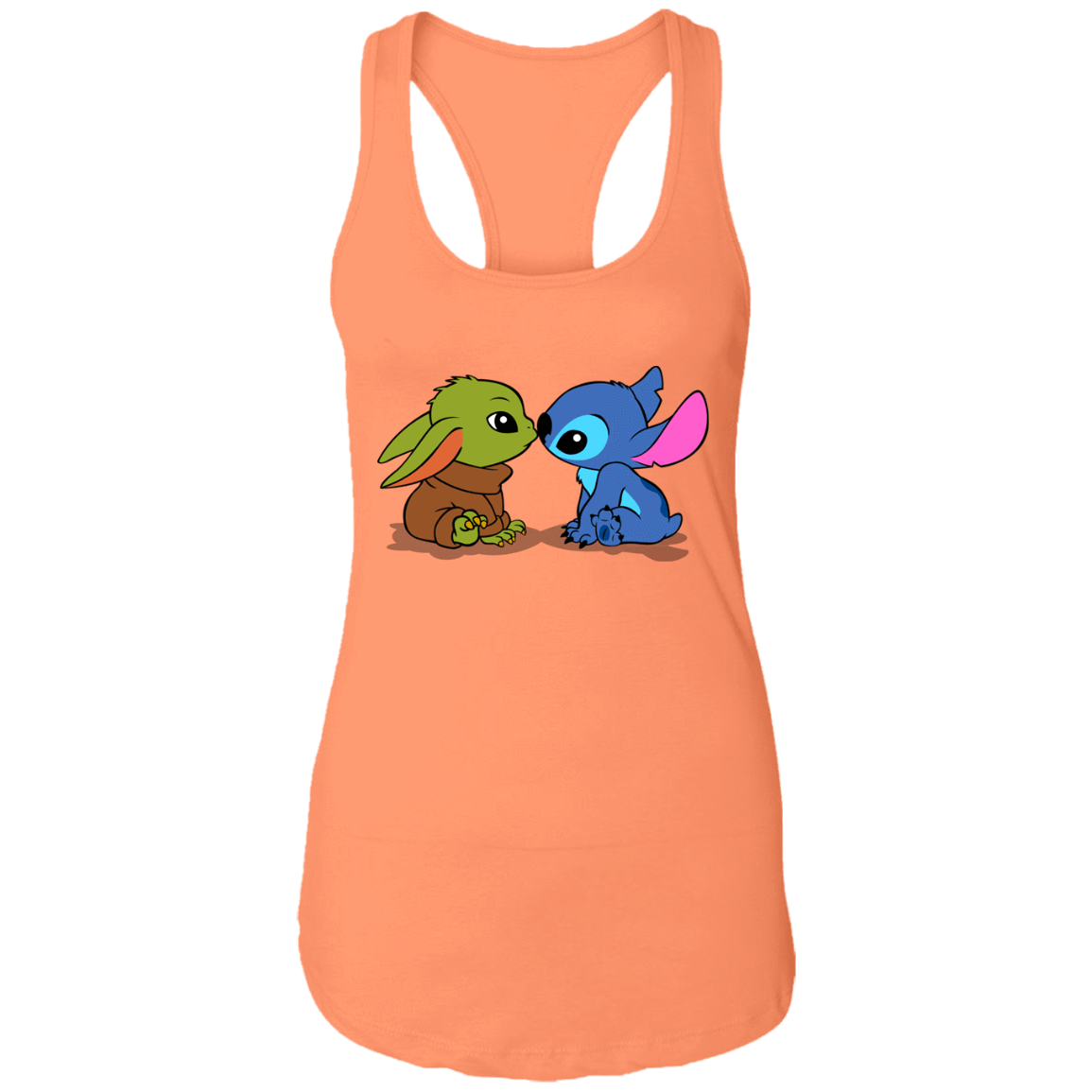 T-Shirts Light Orange / X-Small Stitch Yoda Baby Women's Premium Racerback Tank