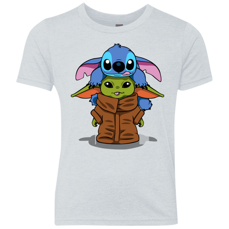 T-Shirts Heather White / YXS Stitch Yoda Youth Triblend T-Shirt