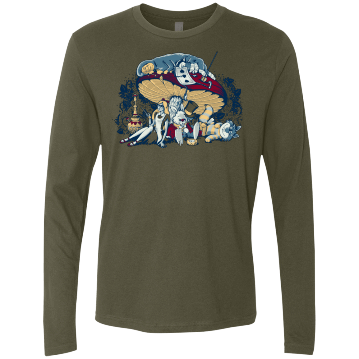 T-Shirts Military Green / Small STONED IN WONDERLAND Men's Premium Long Sleeve