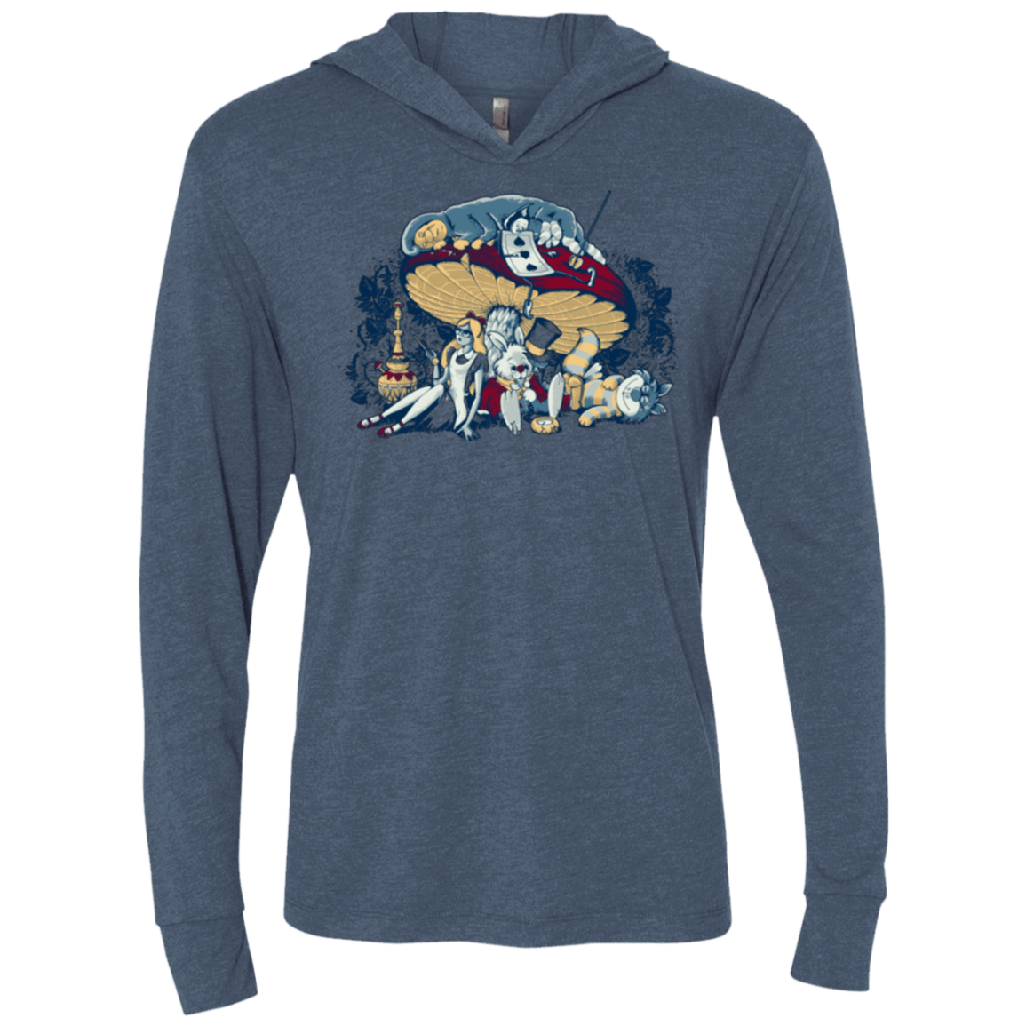 T-Shirts Indigo / X-Small STONED IN WONDERLAND Triblend Long Sleeve Hoodie Tee