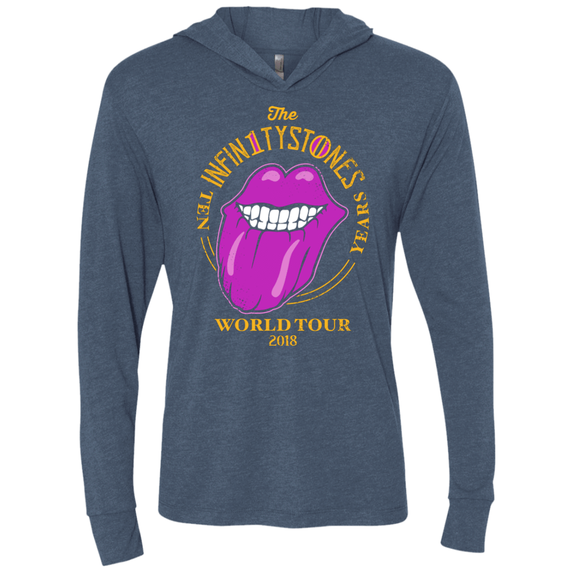 T-Shirts Indigo / X-Small Stones World Tour Triblend Long Sleeve Hoodie Tee