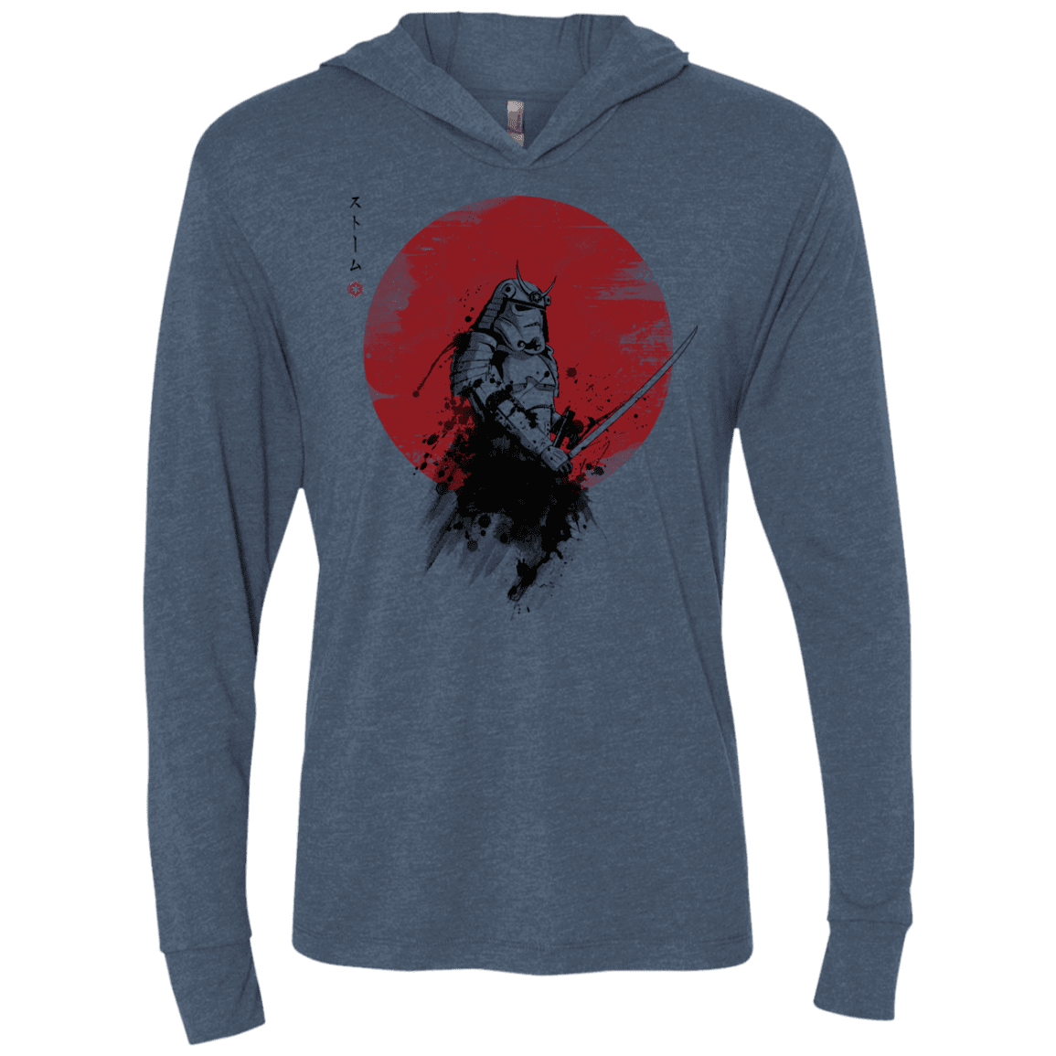 T-Shirts Indigo / X-Small Storm Samurai Triblend Long Sleeve Hoodie Tee
