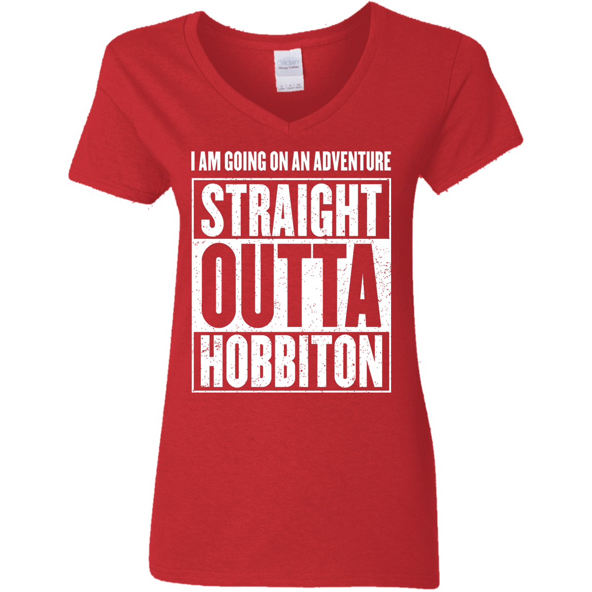 T-Shirts Red / S Straight Outta Hobbiton Women's V-Neck T-Shirt