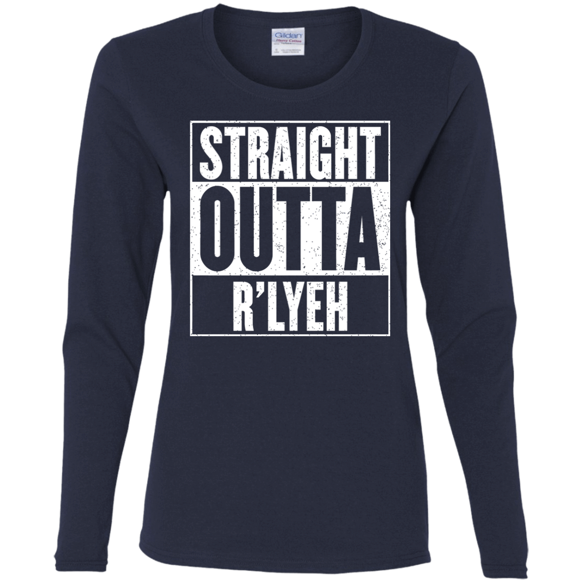 T-Shirts Navy / S Straight Outta R'lyeh Women's Long Sleeve T-Shirt