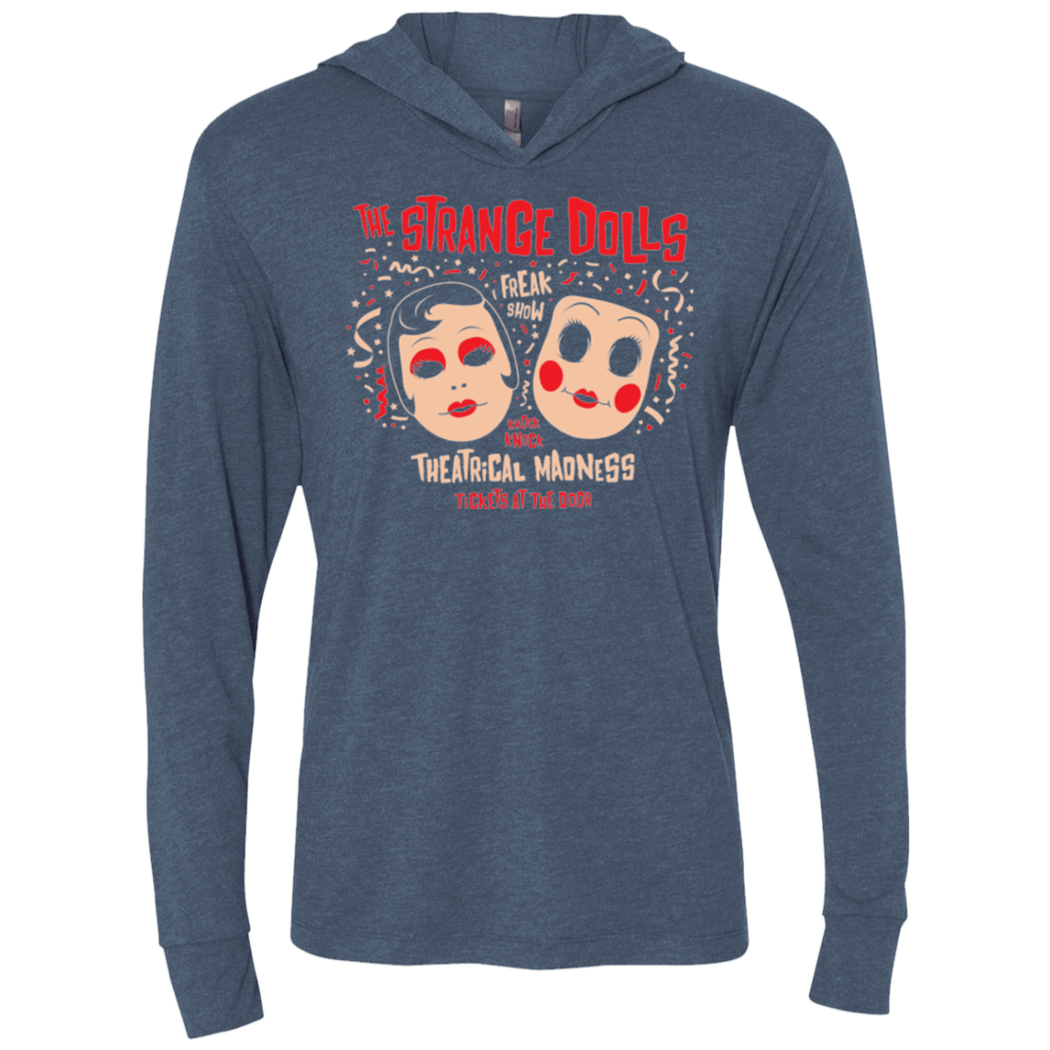 T-Shirts Indigo / X-Small STRANGE DOLLS Triblend Long Sleeve Hoodie Tee